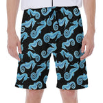 Watercolor Seahorse Pattern Print Men's Beach Shorts