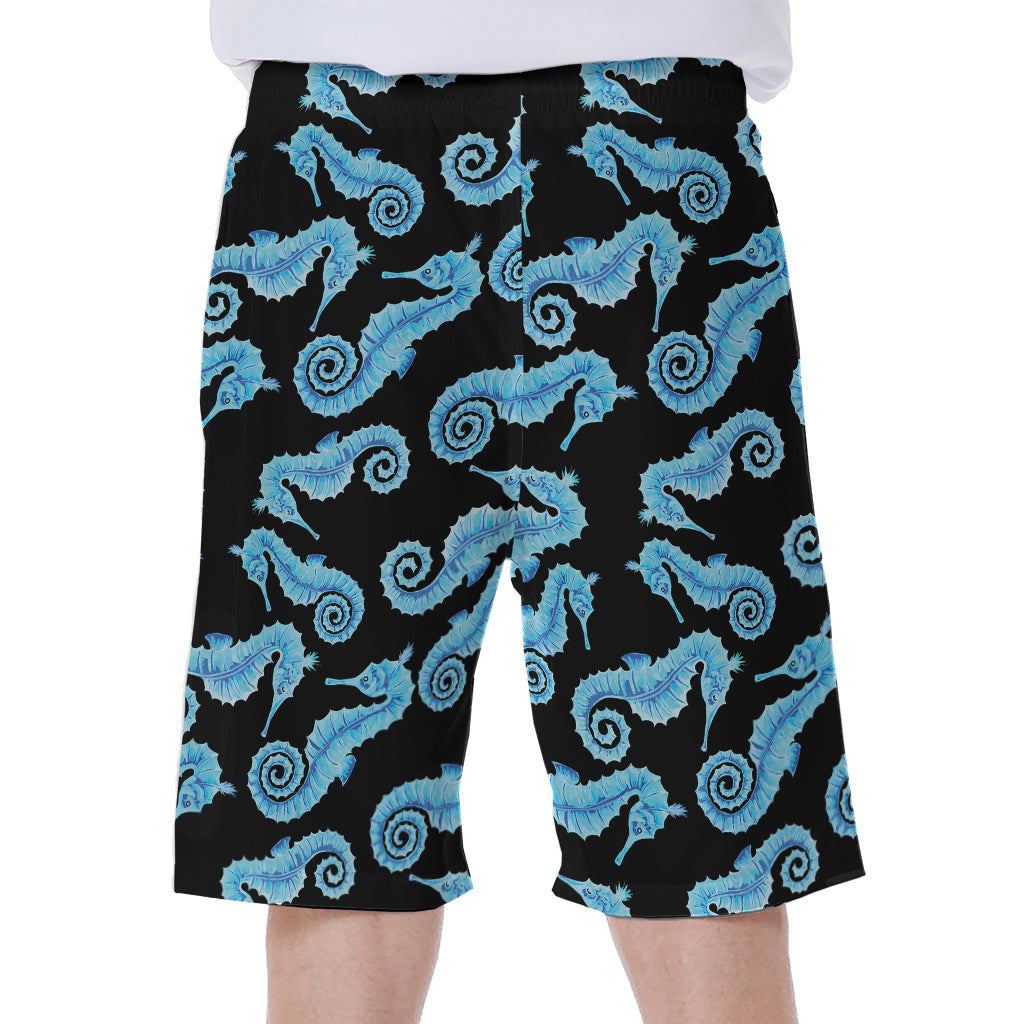 Watercolor Seahorse Pattern Print Men's Beach Shorts