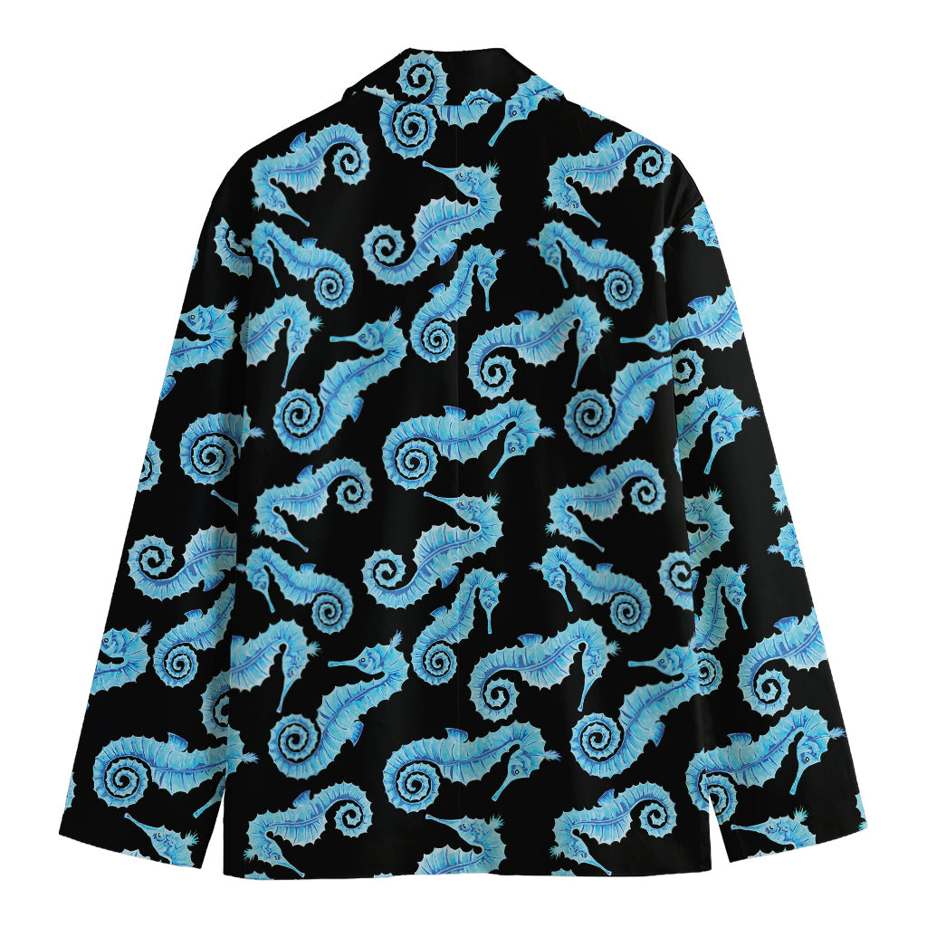Watercolor Seahorse Pattern Print Men's Blazer