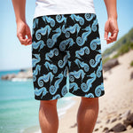 Watercolor Seahorse Pattern Print Men's Cargo Shorts