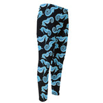 Watercolor Seahorse Pattern Print Men's Compression Pants