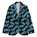Watercolor Seahorse Pattern Print Men's Cotton Blazer
