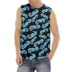 Watercolor Seahorse Pattern Print Men's Fitness Tank Top