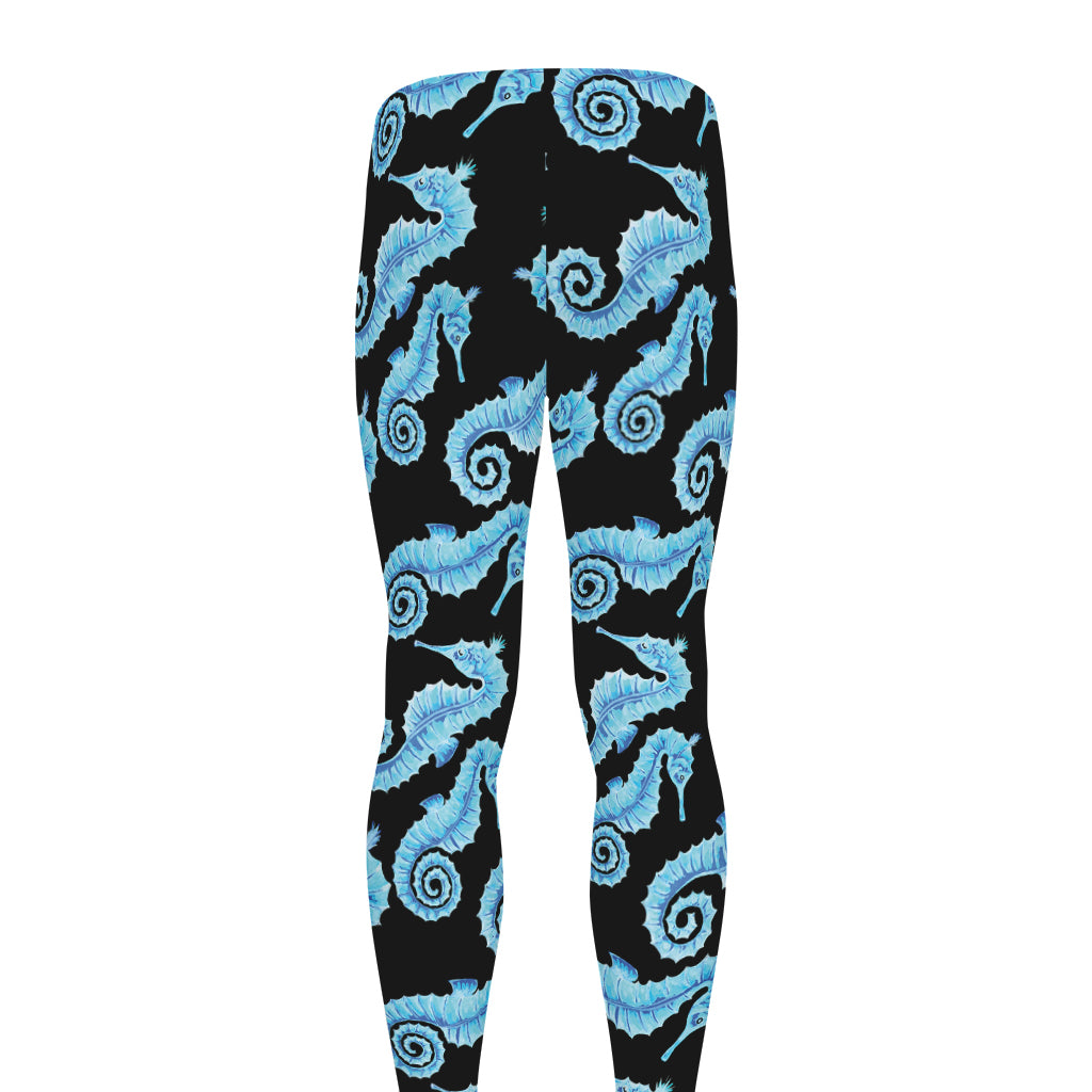 Watercolor Seahorse Pattern Print Men's leggings