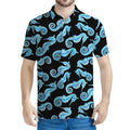 Watercolor Seahorse Pattern Print Men's Polo Shirt