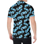 Watercolor Seahorse Pattern Print Men's Shirt