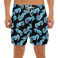 Watercolor Seahorse Pattern Print Men's Split Running Shorts