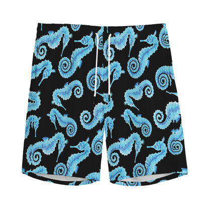 Watercolor Seahorse Pattern Print Men's Sports Shorts