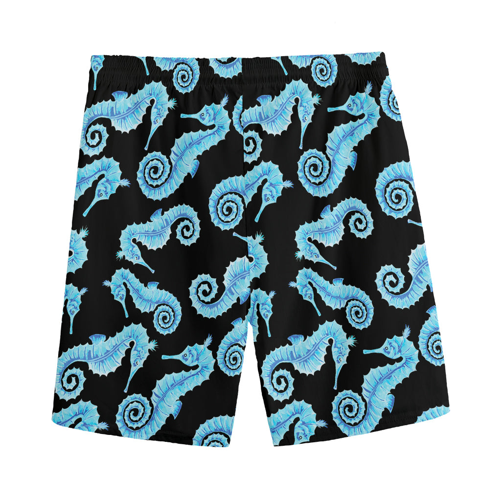 Watercolor Seahorse Pattern Print Men's Sports Shorts
