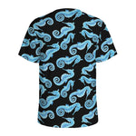 Watercolor Seahorse Pattern Print Men's Sports T-Shirt