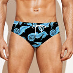 Watercolor Seahorse Pattern Print Men's Swim Briefs