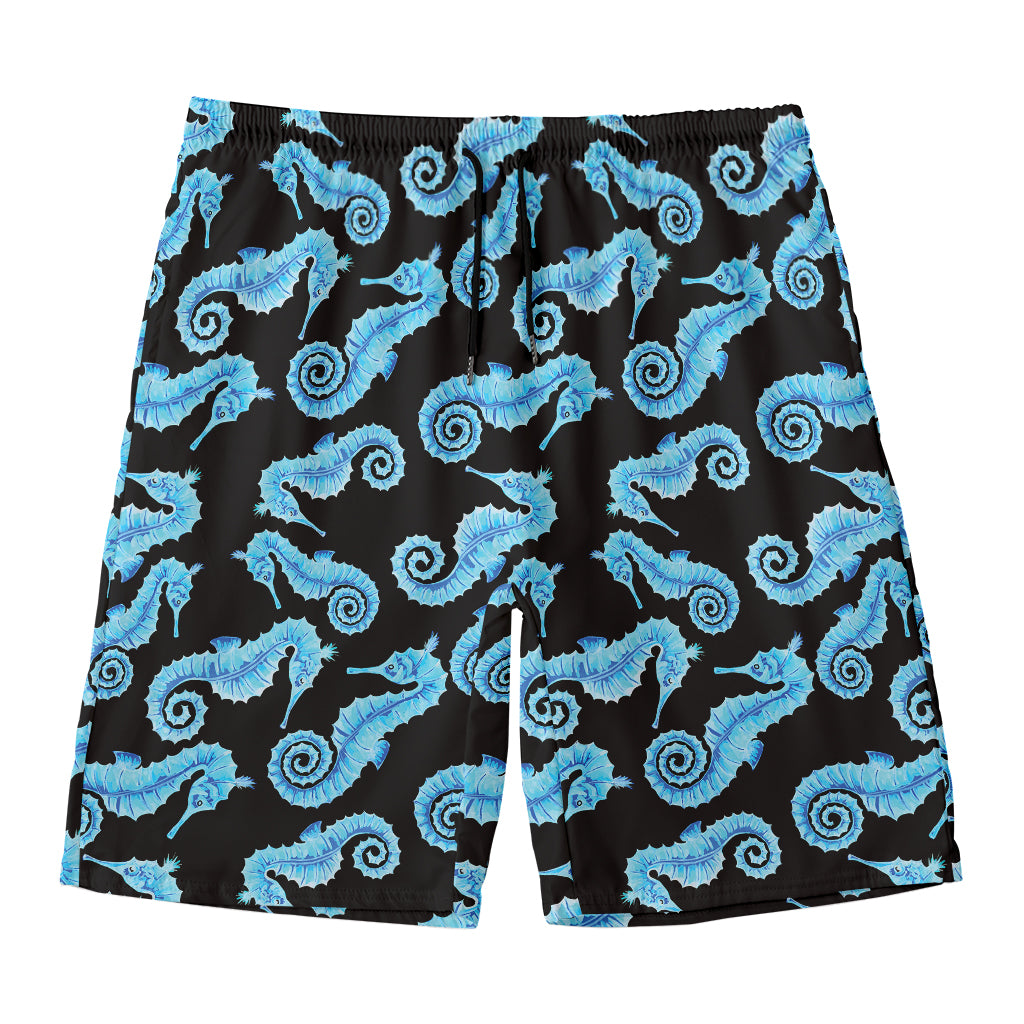 Watercolor Seahorse Pattern Print Men's Swim Trunks