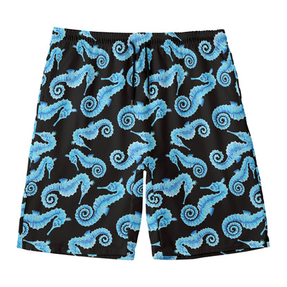 Watercolor Seahorse Pattern Print Men's Swim Trunks