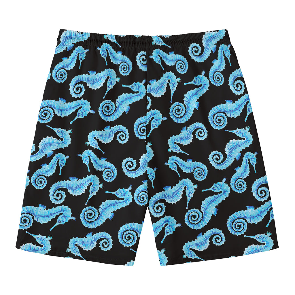 Watercolor Seahorse Pattern Print Men's Swim Trunks