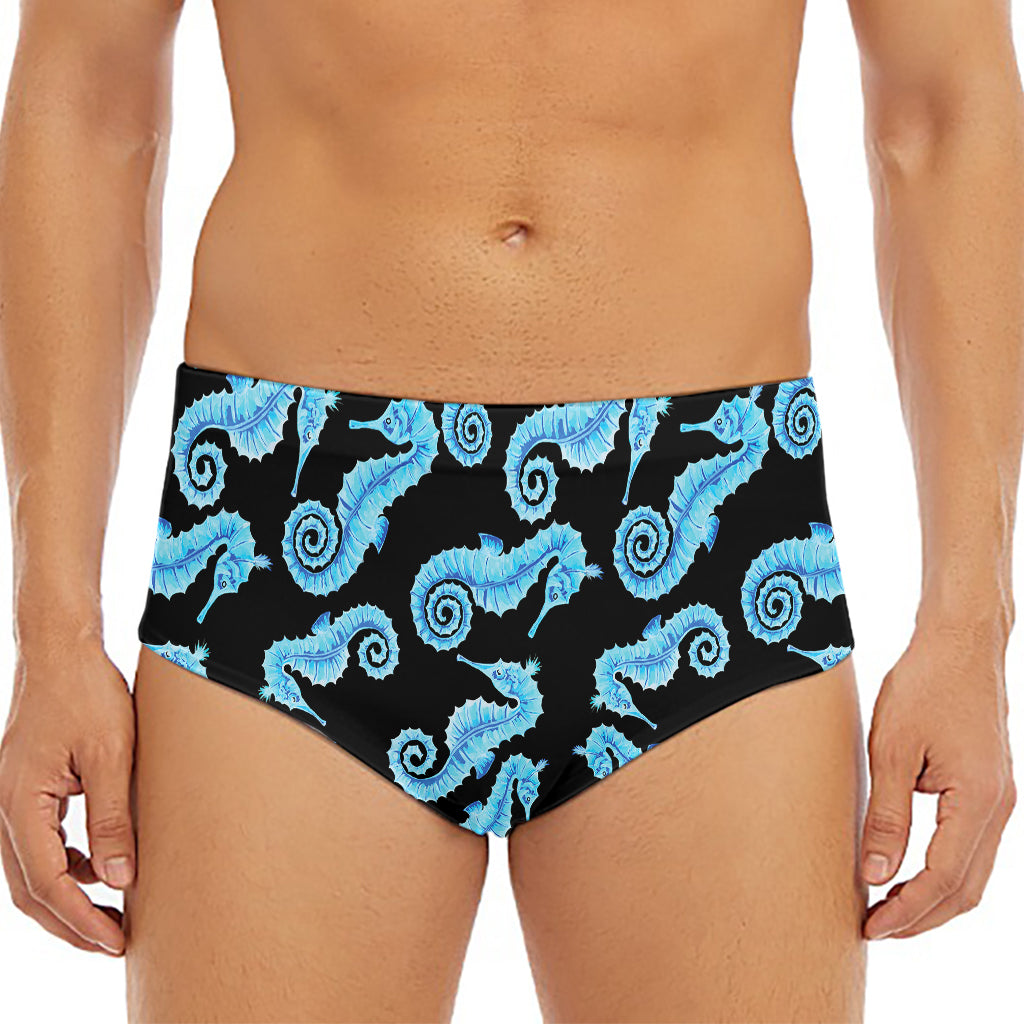 Watercolor Seahorse Pattern Print Men's Triangle Swim Briefs