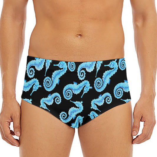 Watercolor Seahorse Pattern Print Men's Triangle Swim Briefs