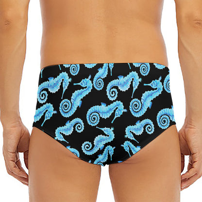 Watercolor Seahorse Pattern Print Men's Triangle Swim Briefs