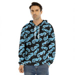 Watercolor Seahorse Pattern Print Men's Velvet Pullover Hoodie
