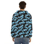 Watercolor Seahorse Pattern Print Men's Velvet Pullover Hoodie