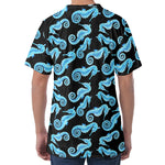 Watercolor Seahorse Pattern Print Men's Velvet T-Shirt