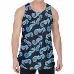 Watercolor Seahorse Pattern Print Men's Velvet Tank Top