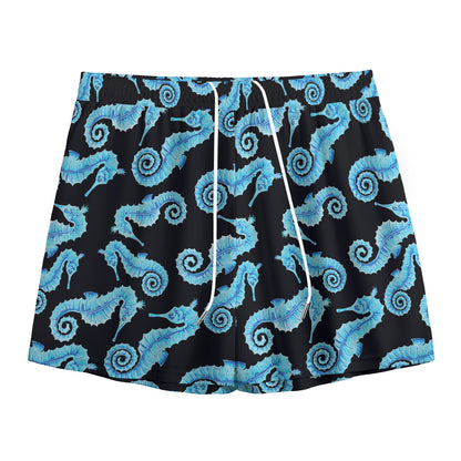 Watercolor Seahorse Pattern Print Mesh Shorts