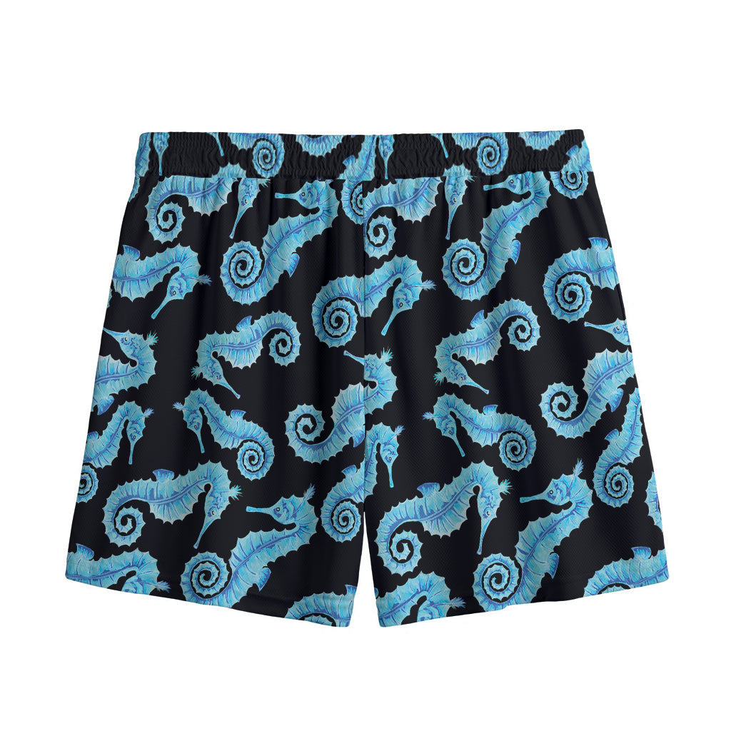 Watercolor Seahorse Pattern Print Mesh Shorts