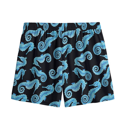Watercolor Seahorse Pattern Print Mesh Shorts