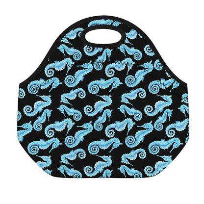 Watercolor Seahorse Pattern Print Neoprene Lunch Bag