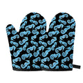 Watercolor Seahorse Pattern Print Oven Mitts