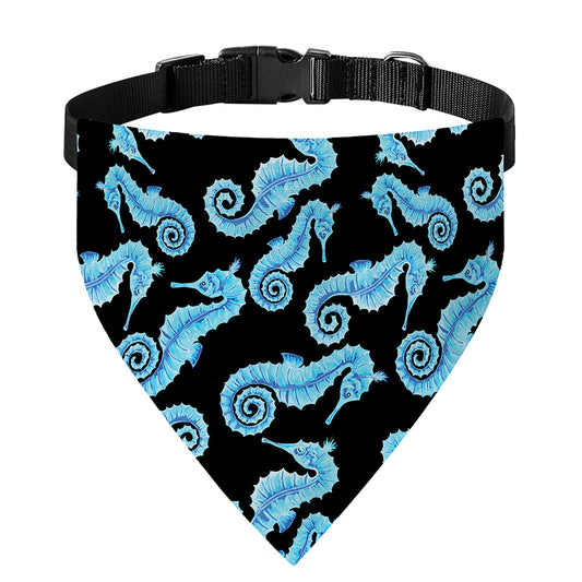 Watercolor Seahorse Pattern Print Over The Collar Dog Bandana