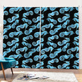 Watercolor Seahorse Pattern Print Pencil Pleat Curtains