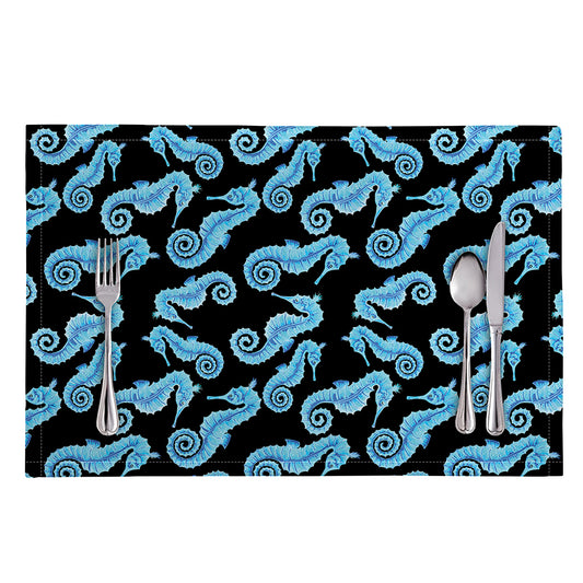 Watercolor Seahorse Pattern Print Placemat