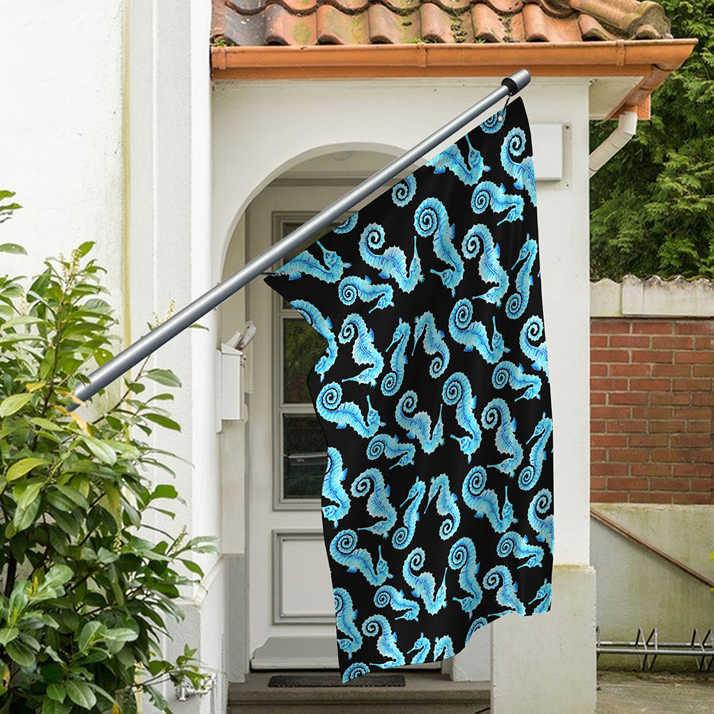 Watercolor Seahorse Pattern Print Polyester Flag
