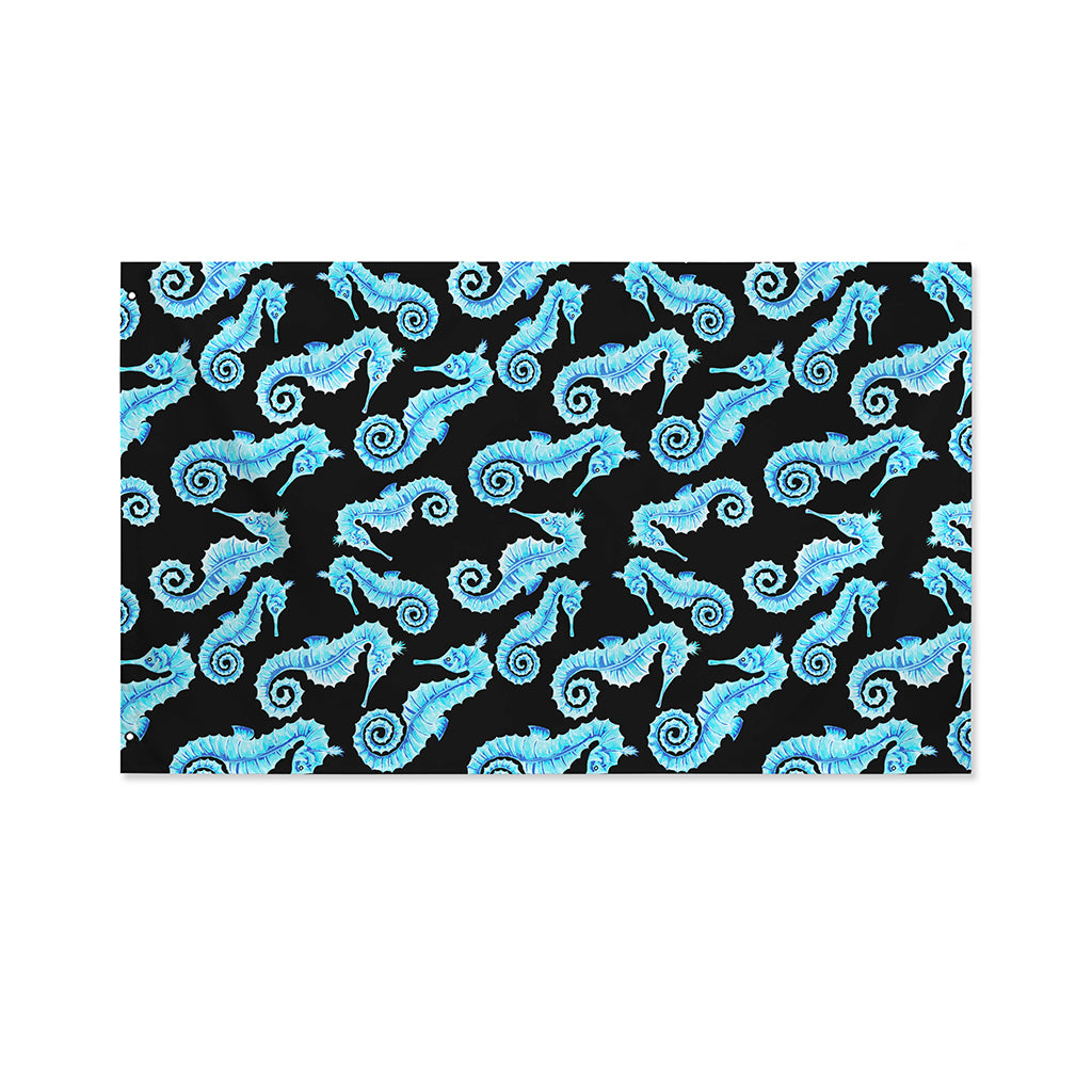 Watercolor Seahorse Pattern Print Polyester Flag