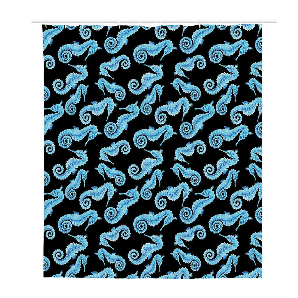 Watercolor Seahorse Pattern Print Polyester Shower Curtain