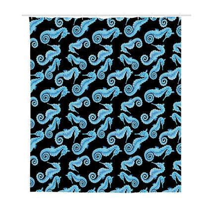 Watercolor Seahorse Pattern Print Polyester Shower Curtain