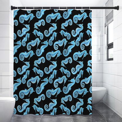 Watercolor Seahorse Pattern Print Premium Shower Curtain