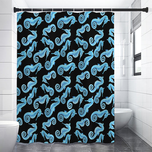 Watercolor Seahorse Pattern Print Premium Shower Curtain