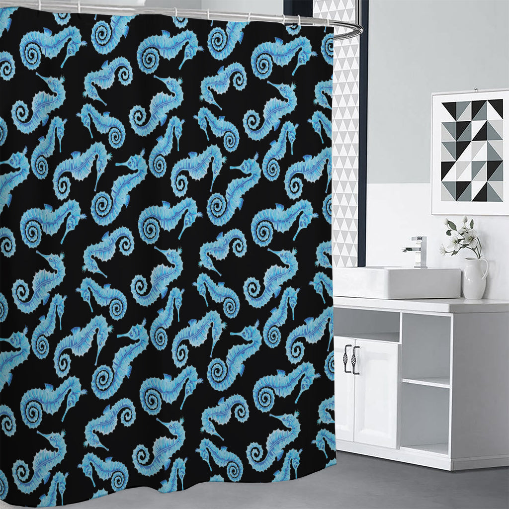 Watercolor Seahorse Pattern Print Premium Shower Curtain