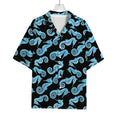 Watercolor Seahorse Pattern Print Rayon Hawaiian Shirt