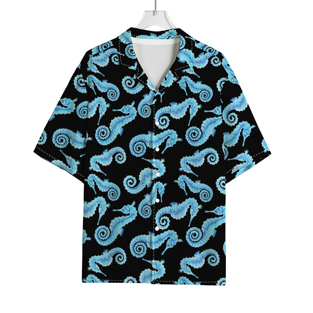 Watercolor Seahorse Pattern Print Rayon Hawaiian Shirt