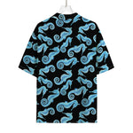Watercolor Seahorse Pattern Print Rayon Hawaiian Shirt