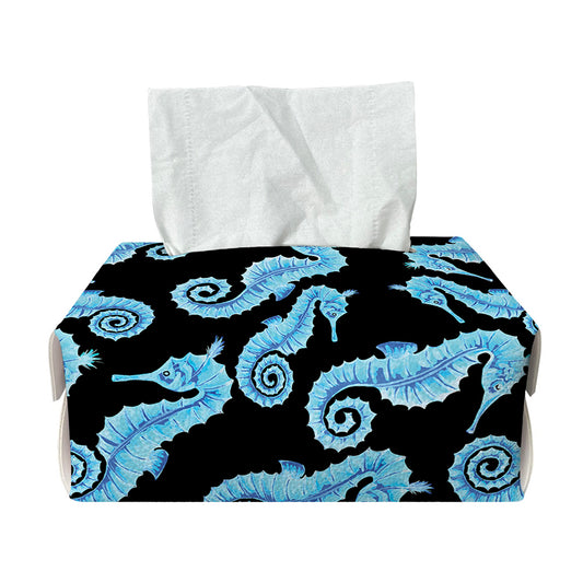Watercolor Seahorse Pattern Print Rectangle Tissue Box Cover