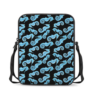 Watercolor Seahorse Pattern Print Rectangular Crossbody Bag