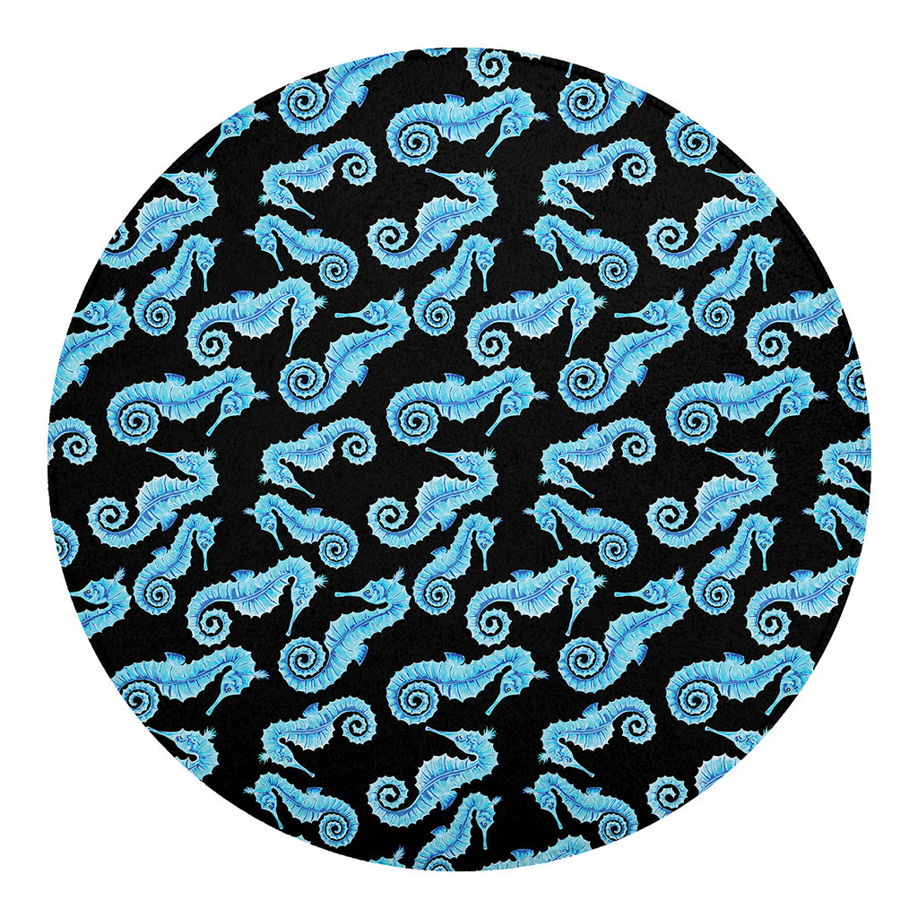Watercolor Seahorse Pattern Print Round Blanket