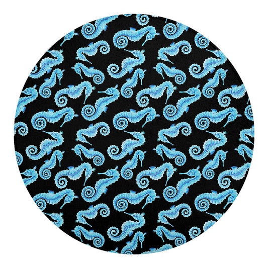 Watercolor Seahorse Pattern Print Round Blanket