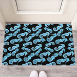 Watercolor Seahorse Pattern Print Rubber Doormat
