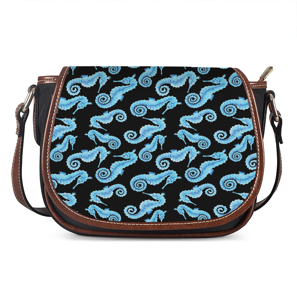 Watercolor Seahorse Pattern Print Saddle Bag