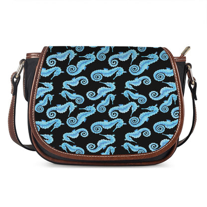 Watercolor Seahorse Pattern Print Saddle Bag
